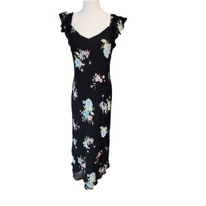 Evan‎ Picone Black Floral vintage90  Rayon Size 8